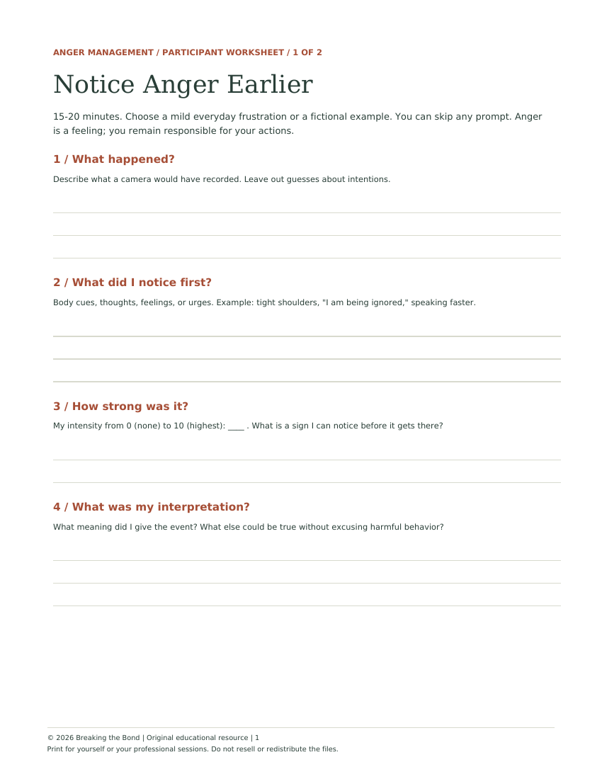 First page preview of Notice Anger Earlier
