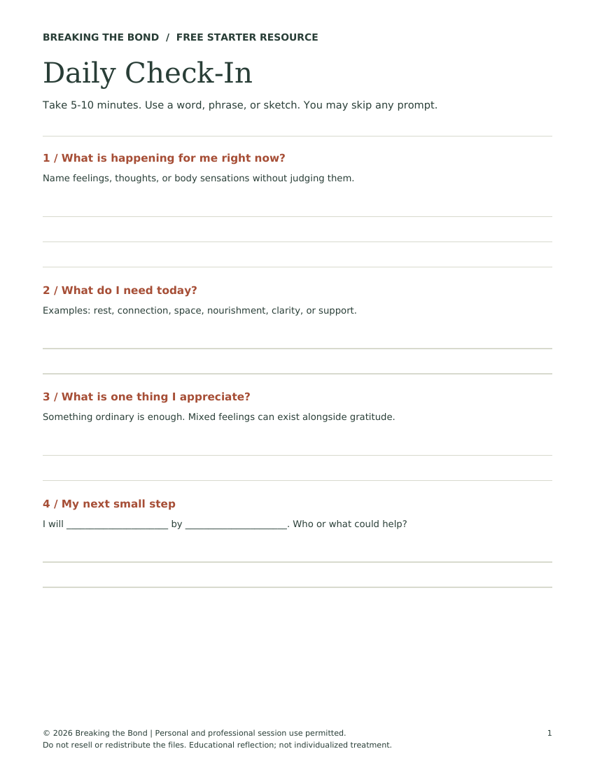 First page preview of Daily Check-In